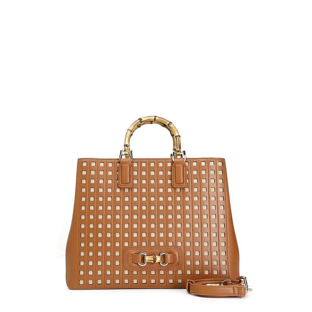 Tote Traforato con Manico in Bamboo