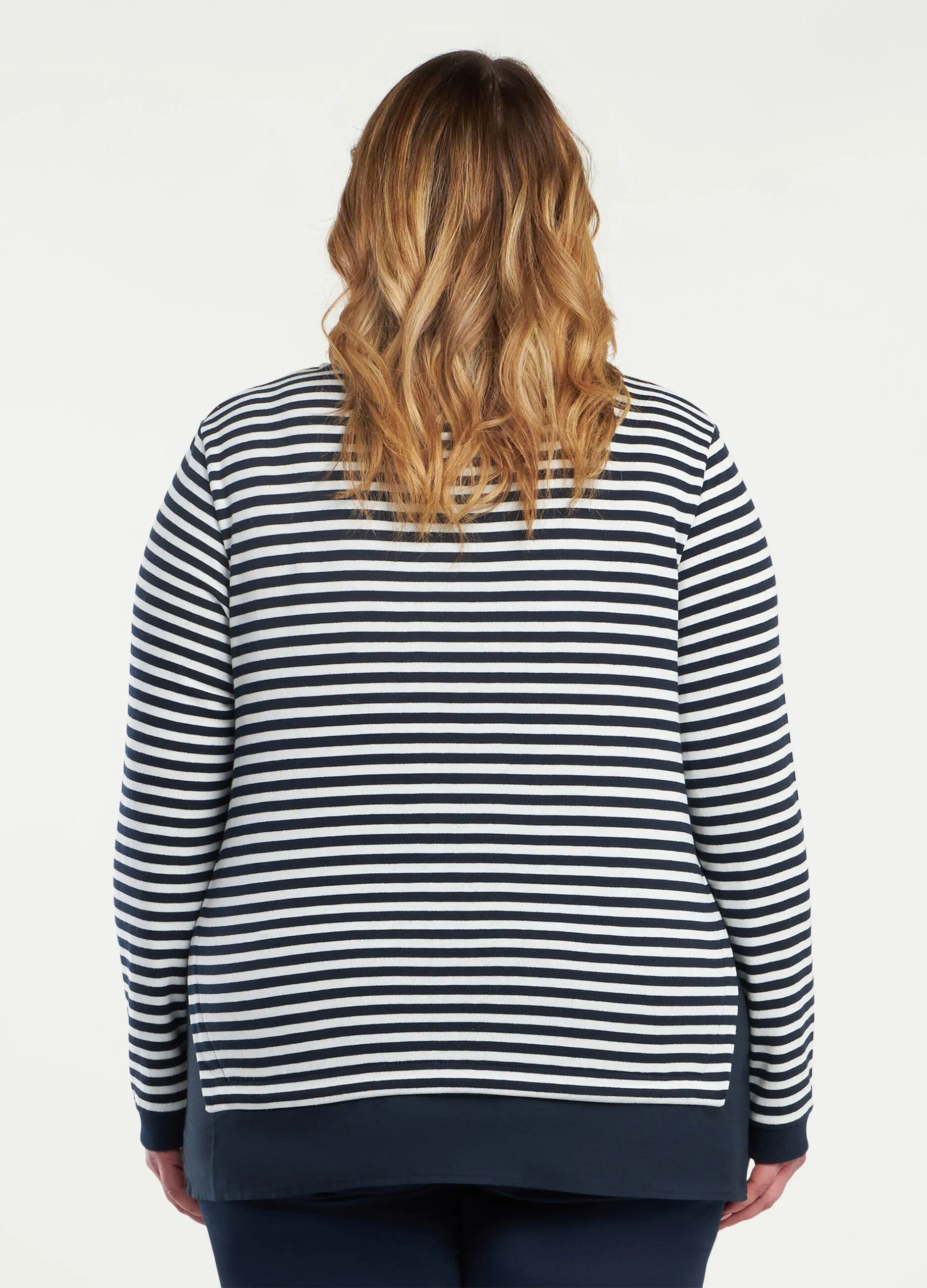 Tricot curvy a manica lunga a righe donna
