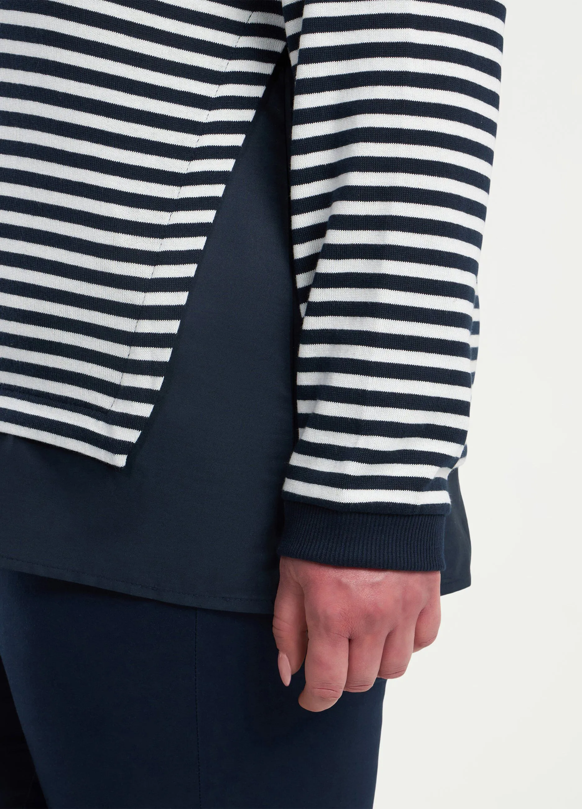 Tricot curvy a manica lunga a righe donna