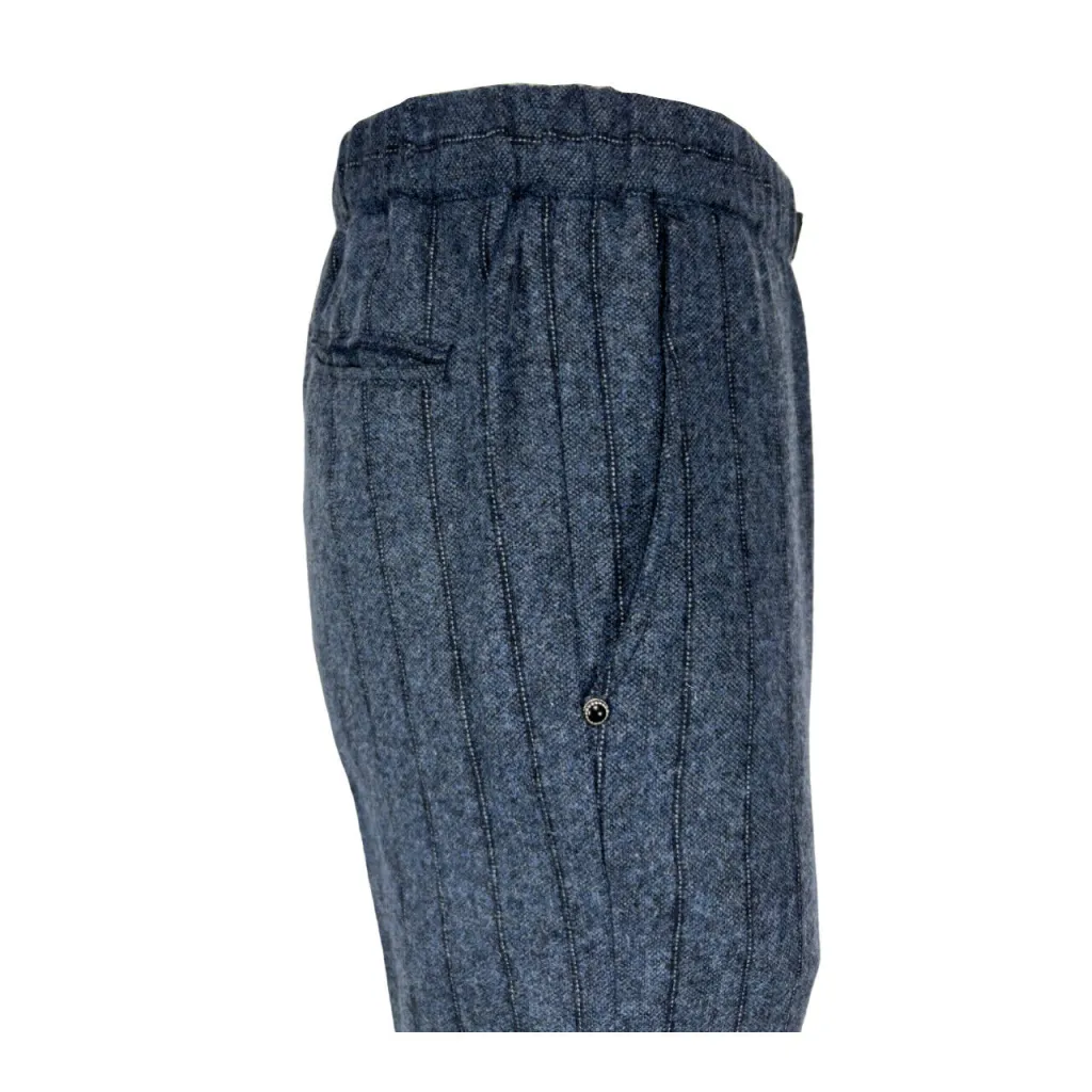 WHITE SAND pantalone uomo avio gessato SU66 354 GREG MADE IN ITALY